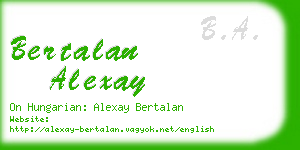 bertalan alexay business card